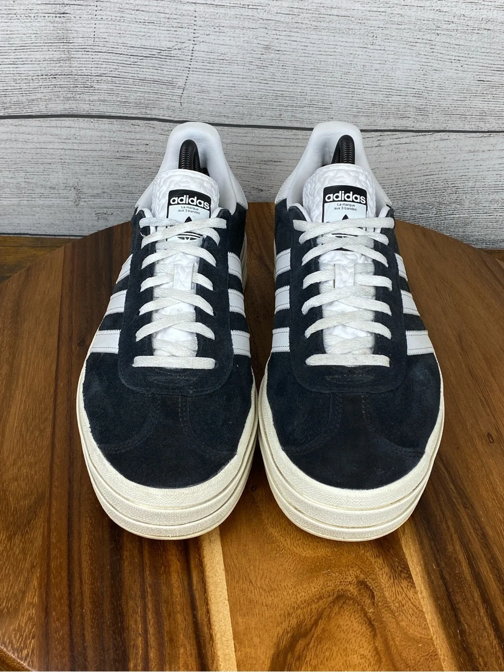 adidas Gazelle Bold Black White Platform Sneakers HQ6912 Women’s Shoe Size 9